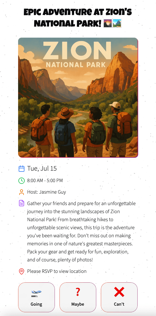 Luau invite page on a phone